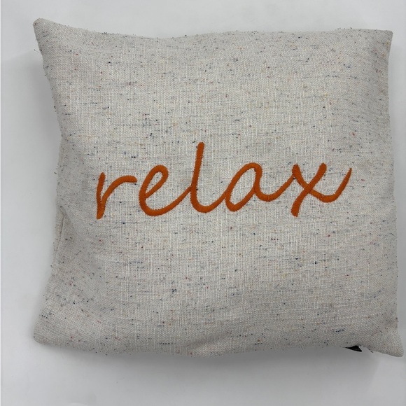 Other - Relax Embroidered Throw Pillow